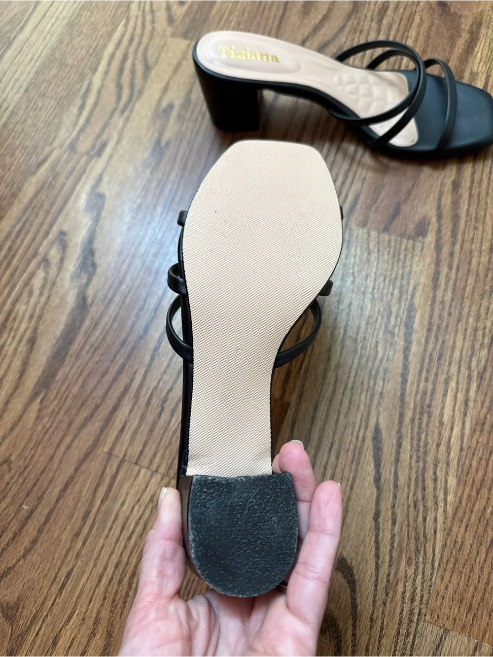 Black Strappy Slide Heels